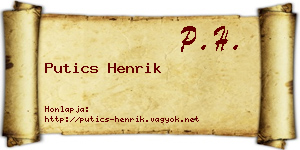 Putics Henrik névjegykártya